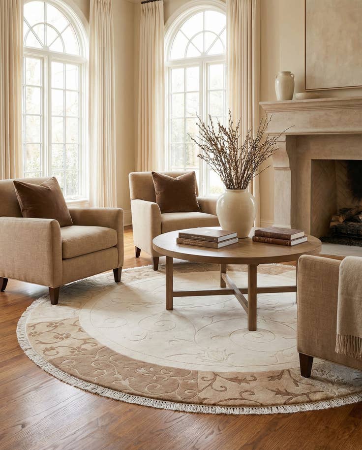 Detail image of 6' 5 x 6' 5 Hand Knotted Darya Wool Round Rug