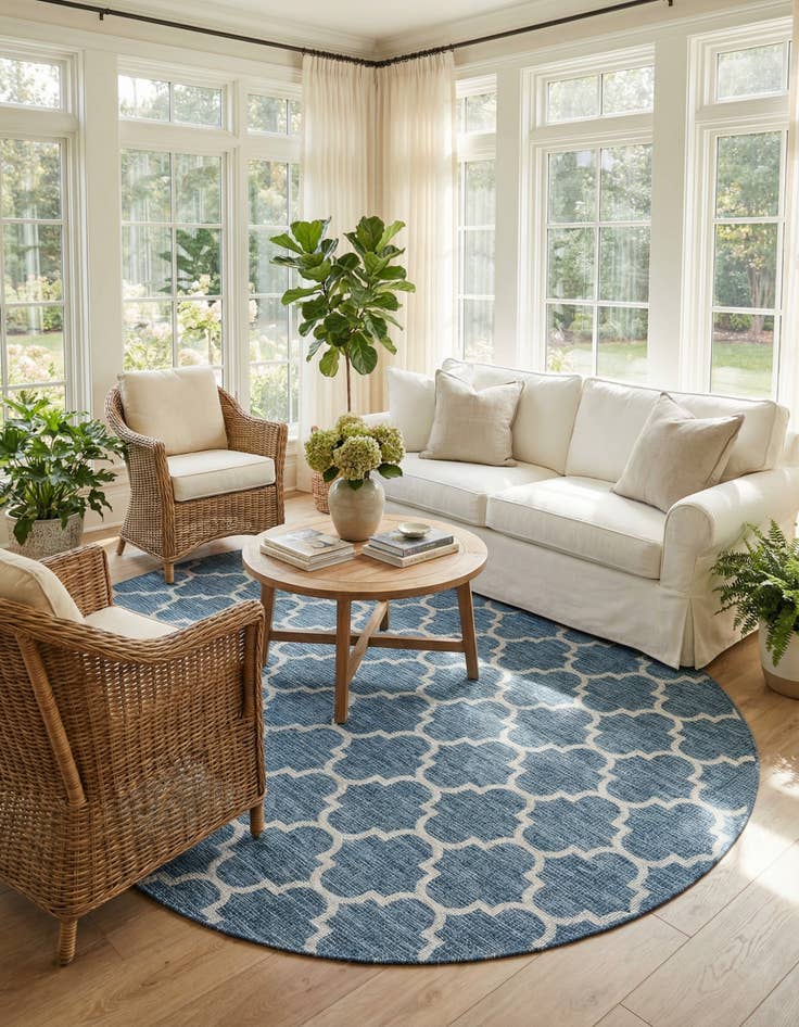 Detail image of 7' 10 x 10'  Washable Trellis Indoor / Outdoor Oval Rug