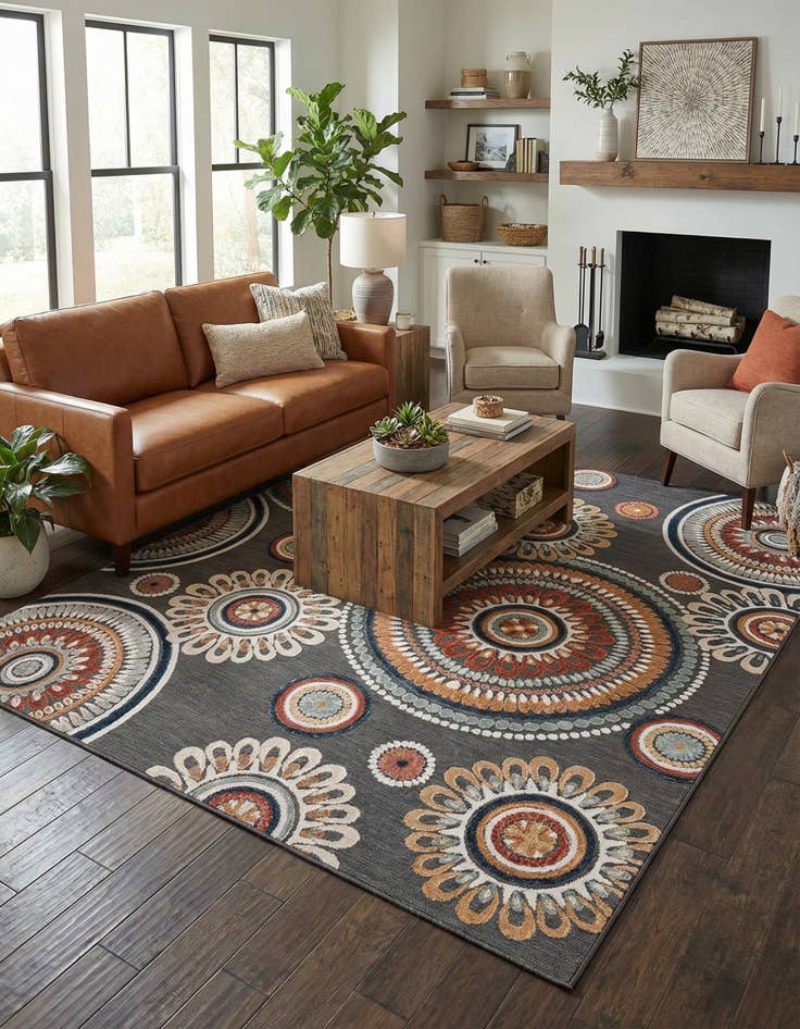 Detail image of 8' 2 x 10' Easy-Clean Botanical Indoor / Outdoor Rug