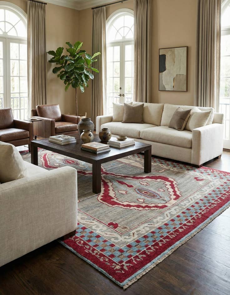 Detail image of  10' x 14'  Hand Knotted Oushak Wool Rug