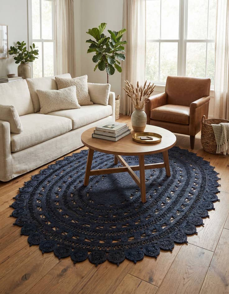 Detail image of 7' 10 x 10'  Hand Braided Jute Oval Rug
