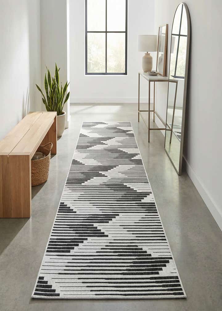 2' 7 x 12' Easy-Clean Modern Indoor / Outdoor Runner Rug