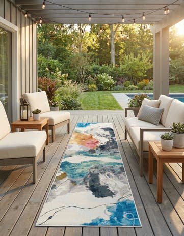 2' 7 x 10' Easy-Clean Modern Indoor / Outdoor Runner Rug