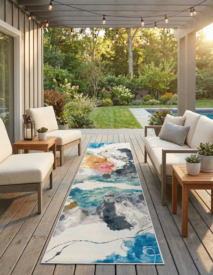 Detail image of 2' 7 x 10'  Washable Modern Indoor / Outdoor Runner Rug