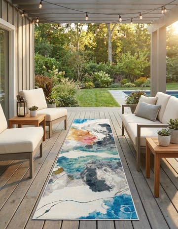 2' 7 x 10' Easy-Clean Modern Indoor / Outdoor Runner Rug