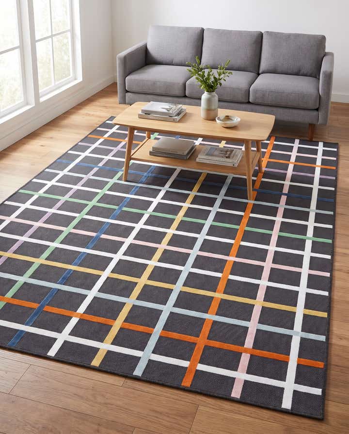 195cm x 275cm Easy-Clean Checkered Indoor / Outdoor Rug