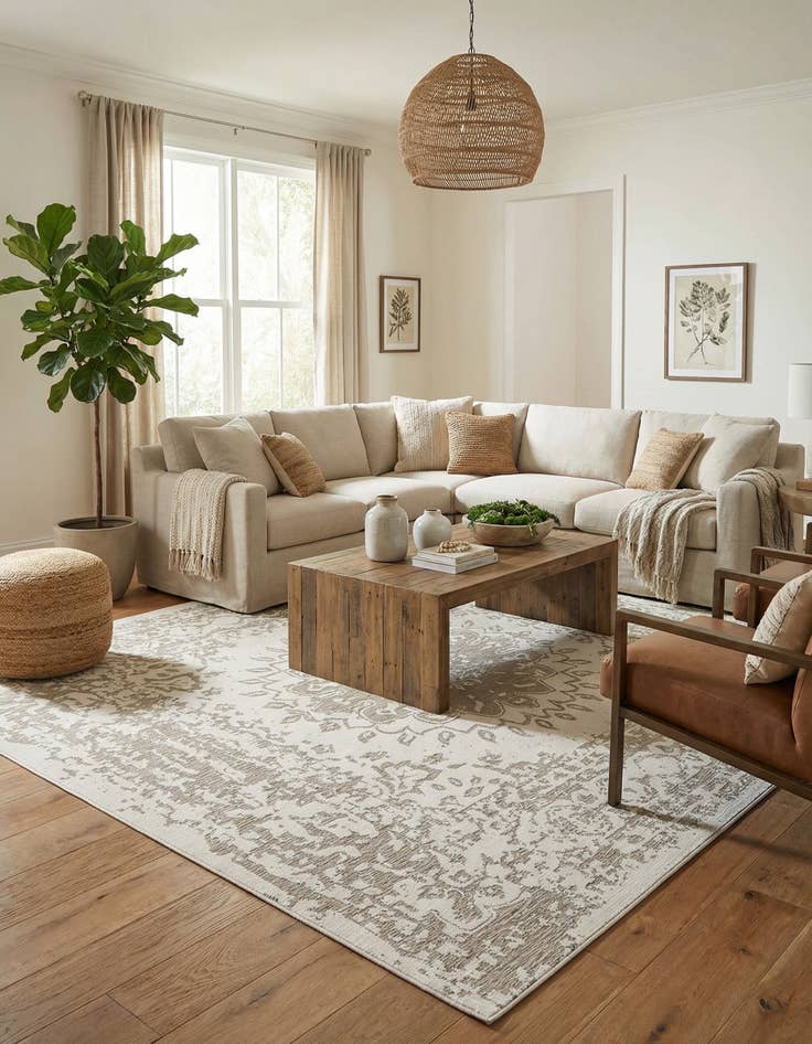 Detail image of 13' x 13'  Washable Traditional Indoor / Outdoor Square Rug