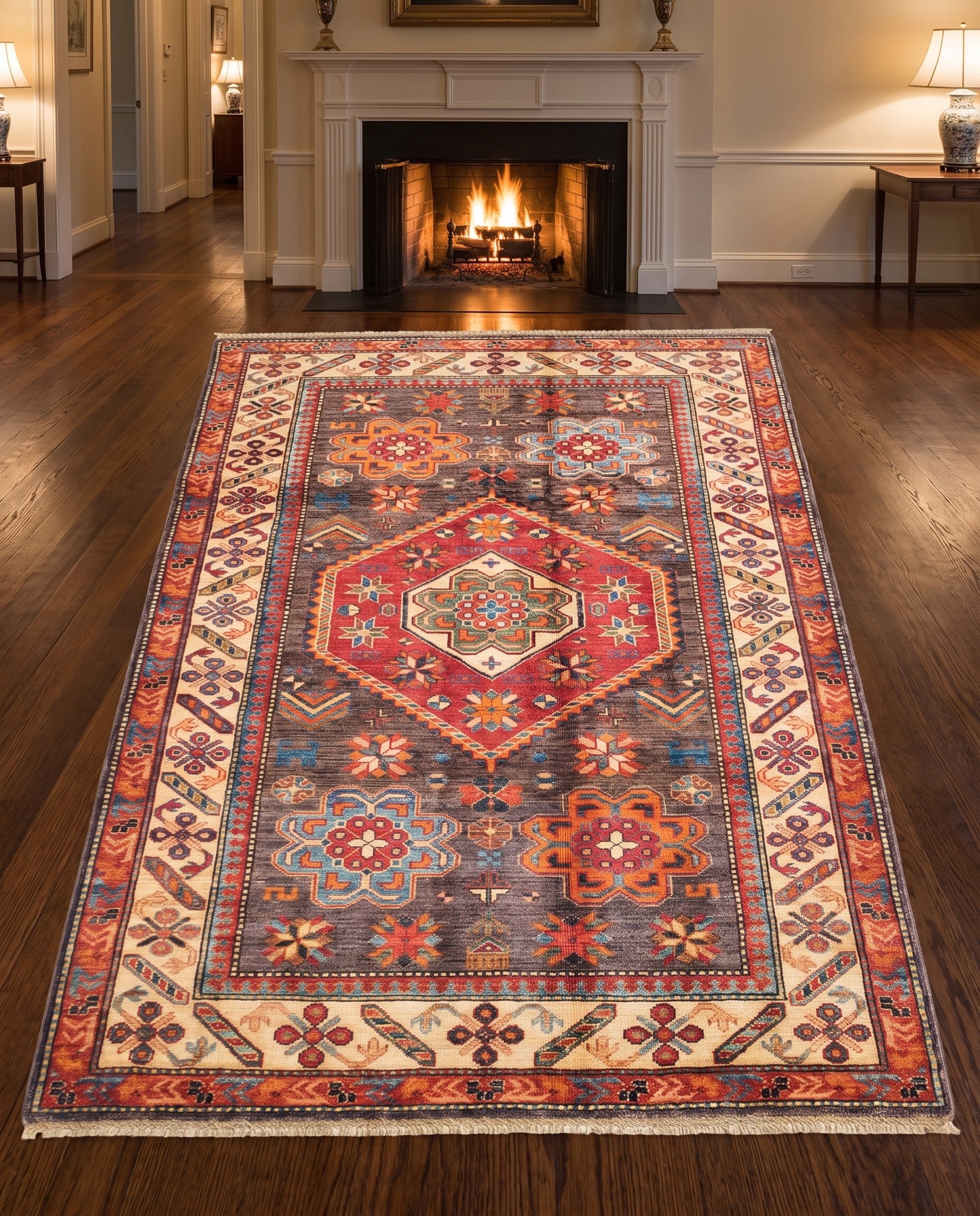 4' 3 x 6' 2 Hand Knotted Kazak Rug