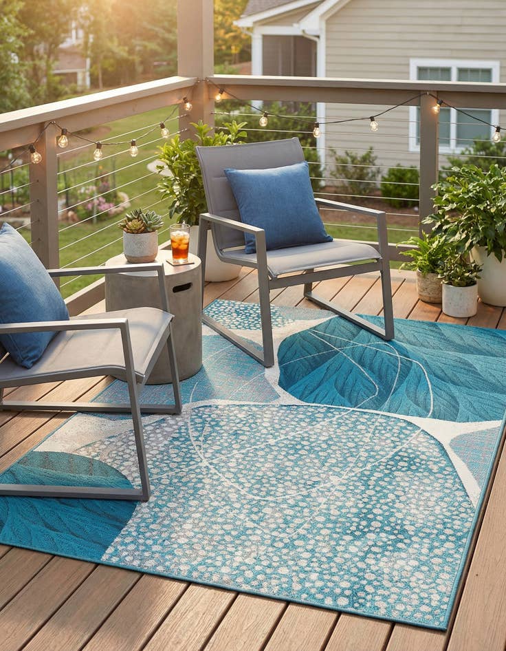 Detail image of 4' 1 x 6' 1  Washable Modern Indoor / Outdoor Rug