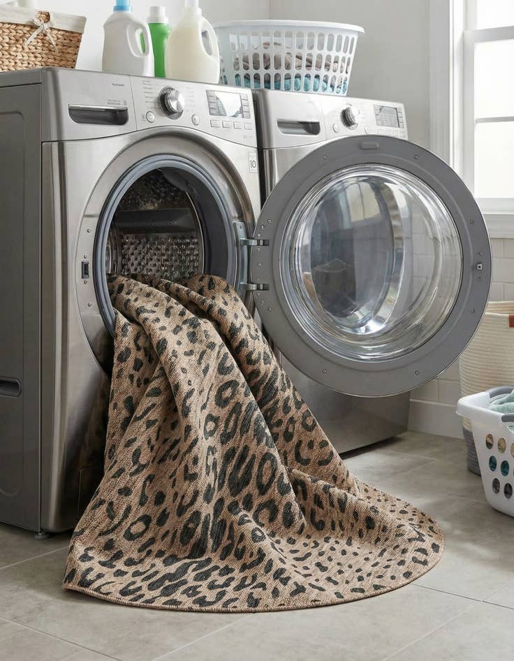 Detail image of  6' x 6'  Washable Safari Indoor / Outdoor Round Rug