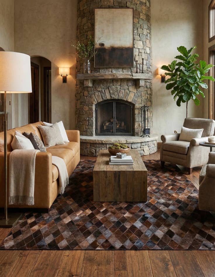 Detail image of 6' 7 x 9' 10 Cowhide Stocks Rug