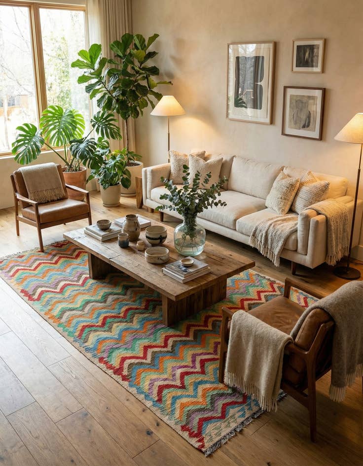 Detail image of 6' 8 x 9' 6  Hand Woven Kilim Modern Wool Rug