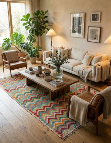 6' 8 x 9' 6 Hand Woven Kilim Modern Wool Rug
