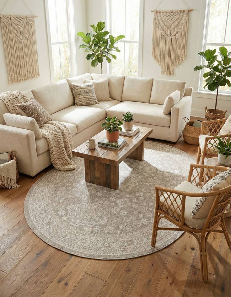 Detail image of 7' 10 x 10'  Washable Aztec Indoor / Outdoor Oval Rug