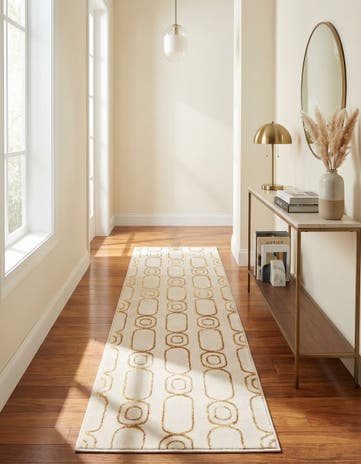 White and Gold Vogue Geo Runner Rug