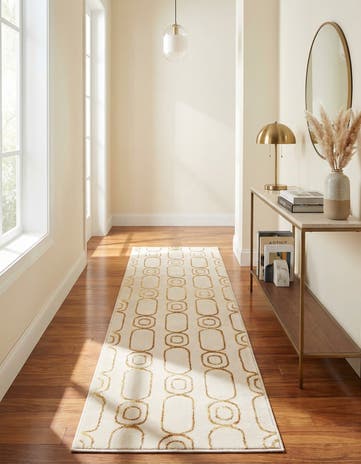 White and Gold Vogue Geo Runner Rug