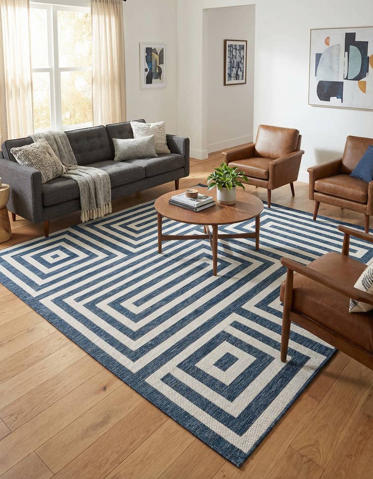 Detail image of 10' x 10'  Washable Modern Indoor / Outdoor Square Rug