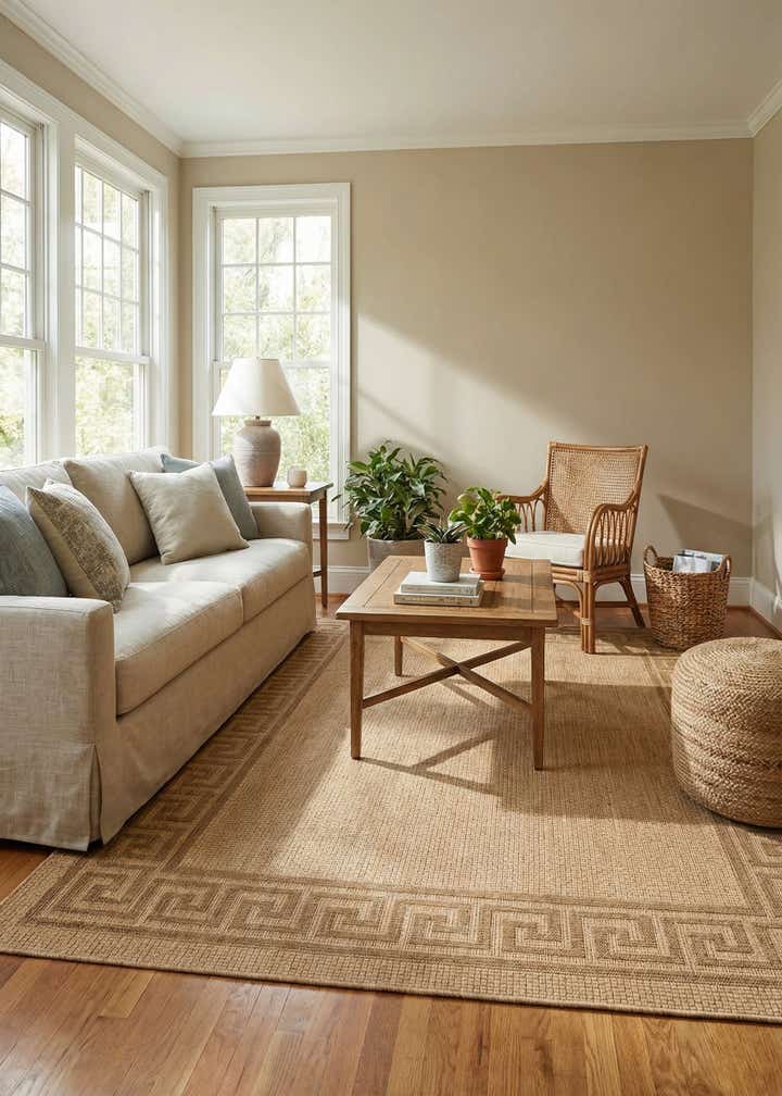 6' x 9' Easy-Clean Border Indoor / Outdoor Rug