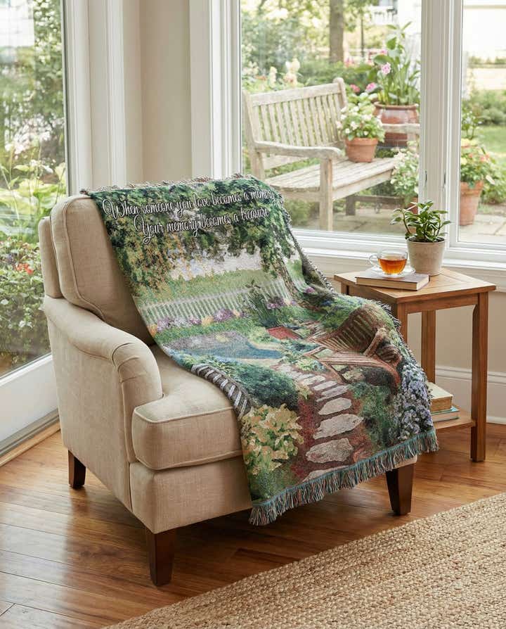 135cm x 185cm Tranquil Garden Throw Blanket
