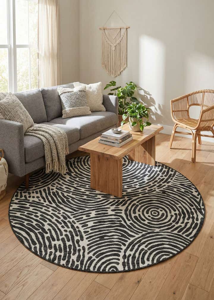 6' x 6' Easy-Clean Modern Indoor / Outdoor Round Rug