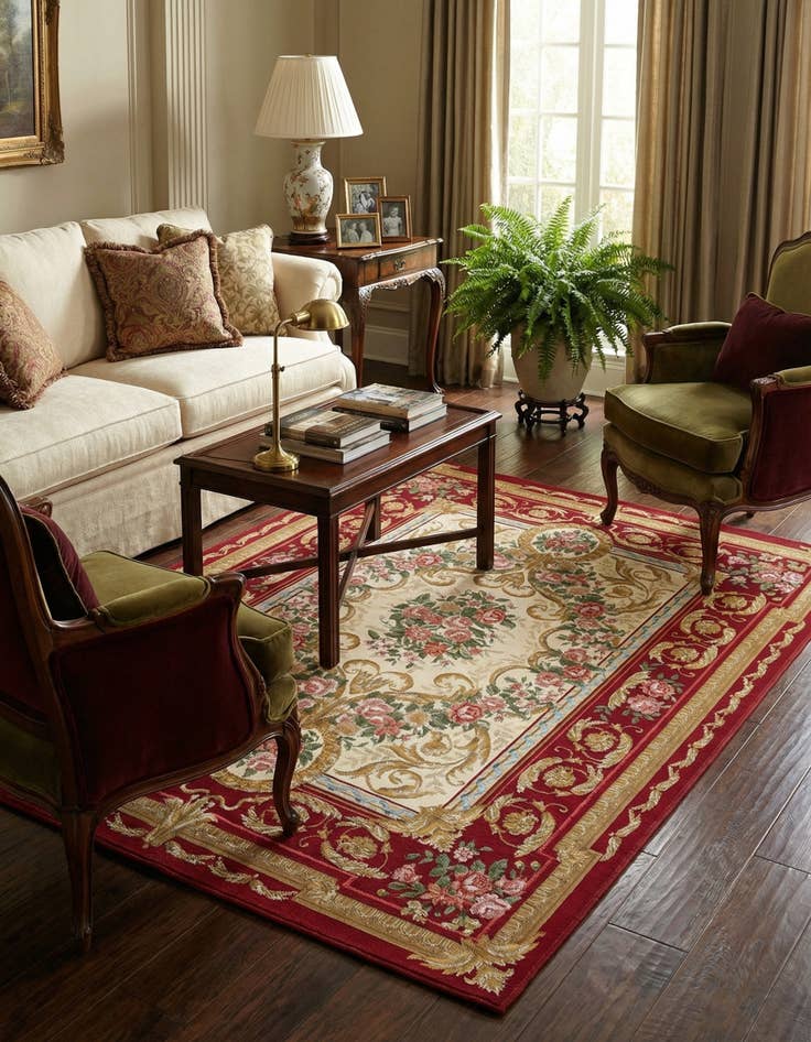 Detail image of  5' x 7'  Washable Traditional Indoor / Outdoor Rug