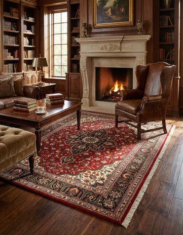 4' 5 x 6' 10 Hand Knotted Qom Persian Rug