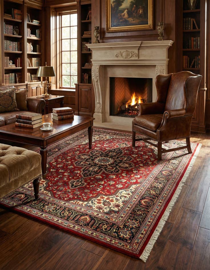 Detail image of 4' 5 x 6' 10 Hand Knotted Qom Persian Rug