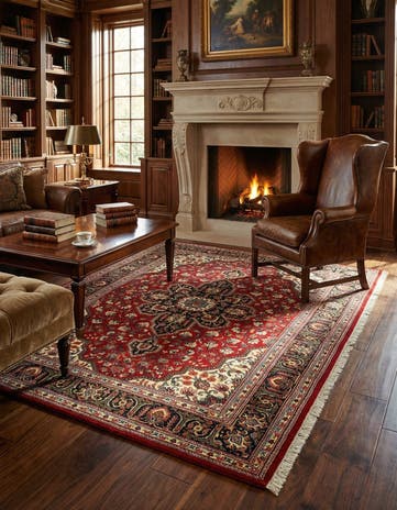 4' 5 x 6' 10 Hand Knotted Qom Persian Rug