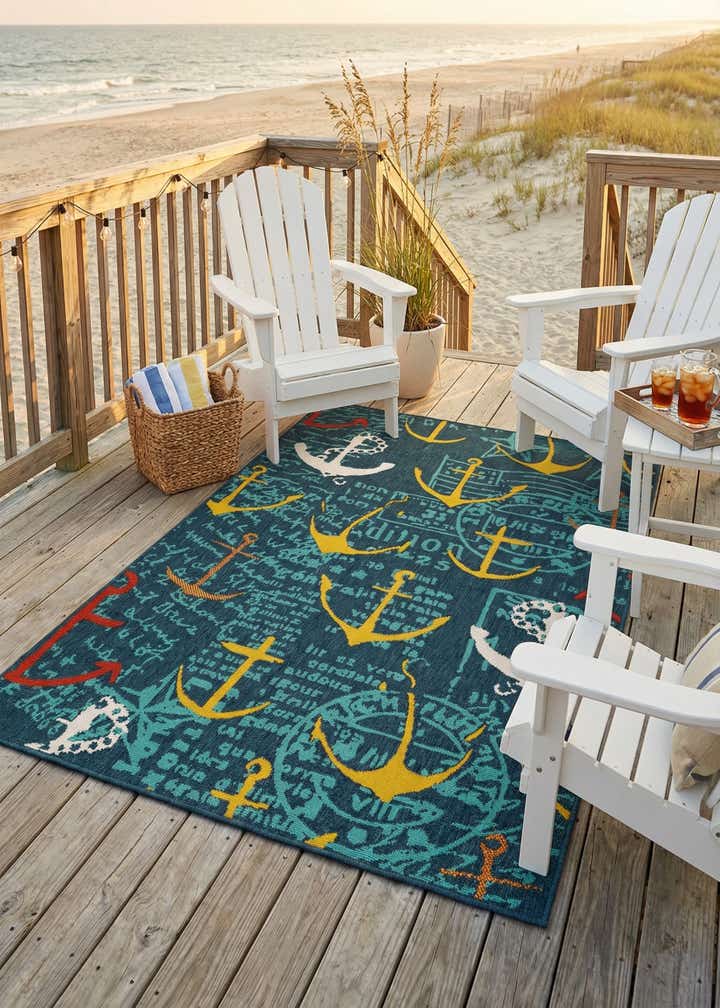 4' x 6' Easy-Clean Coastal Indoor / Outdoor Rug