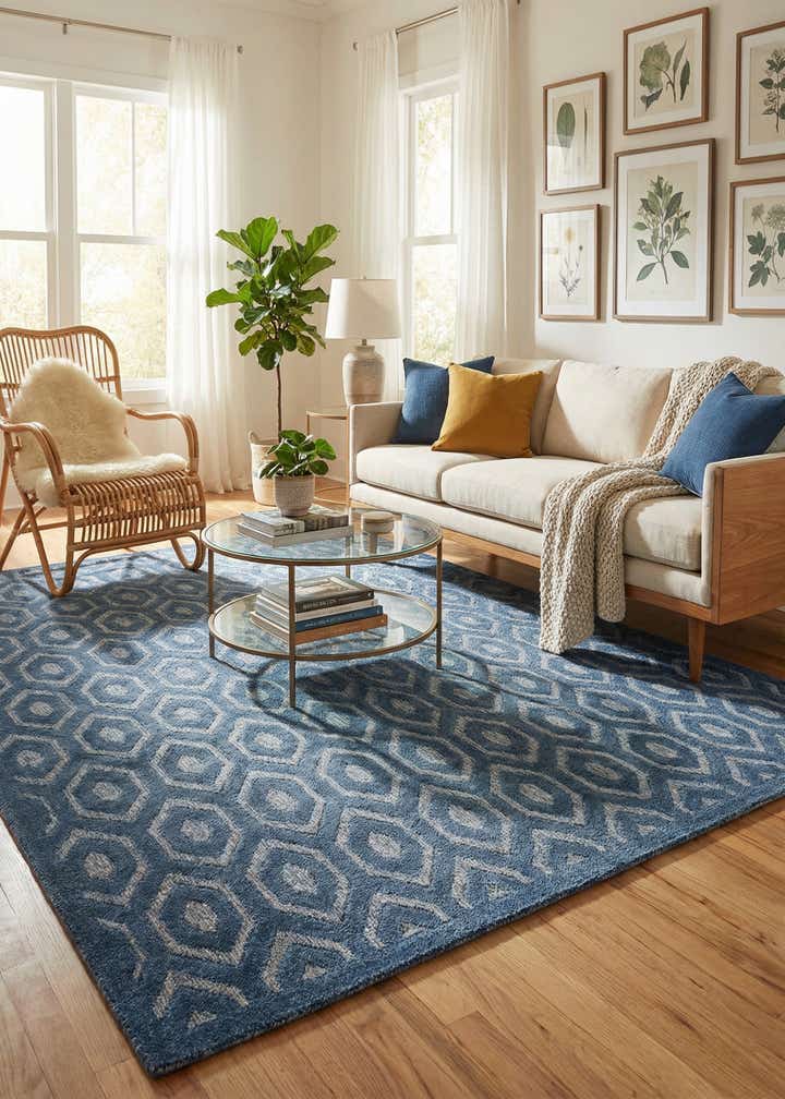 7' 10 x 10' Easy-Clean Trellis Textured Indoor / Outdoor Rug