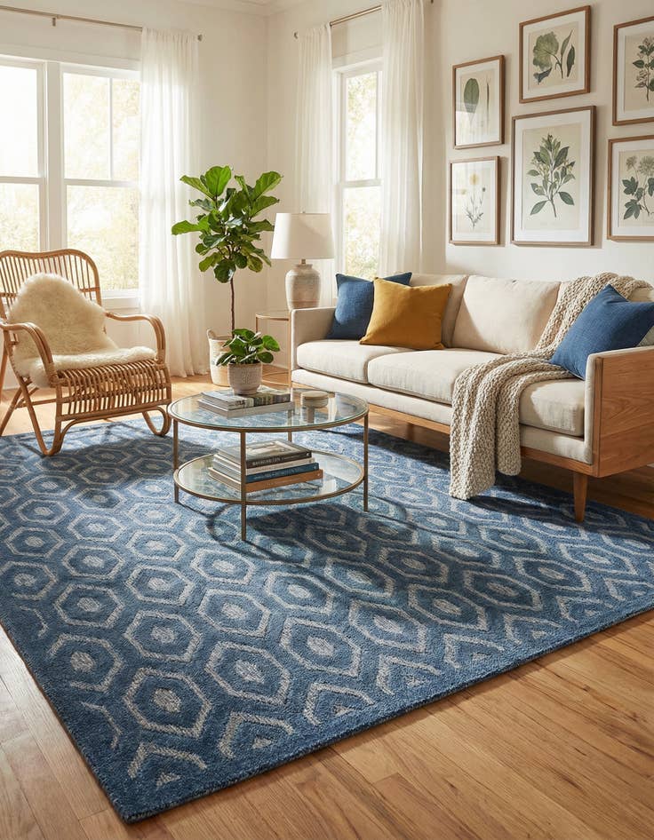 Detail image of 7' 10 x 10'  Washable Trellis Textured Indoor / Outdoor Rug