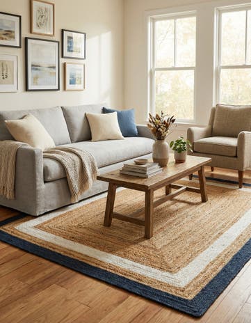 5' 1 x 8' Handmade Braided Jute Rug