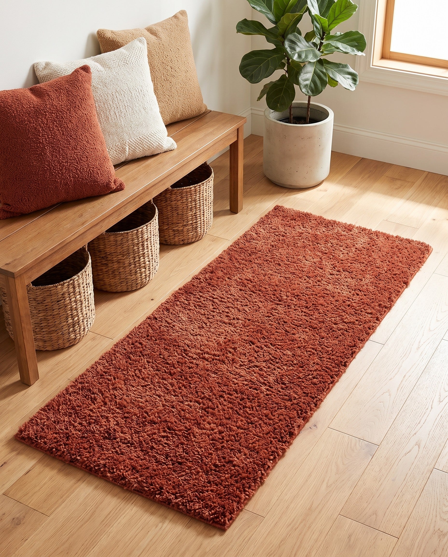 2' x 5' Solid Shag Runner Rug
