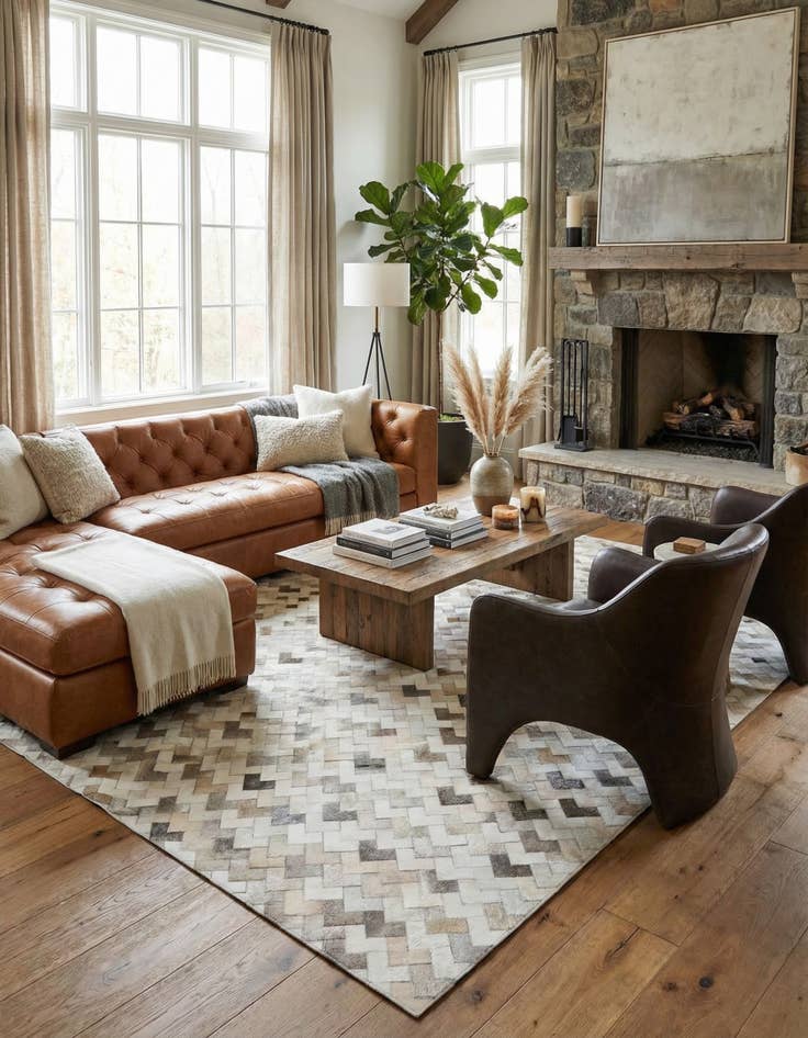 Detail image of 6' x 8' 11 Cowhide Stocks Rug