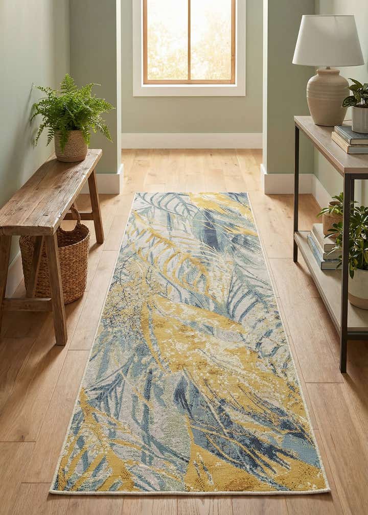 2' x 6' Easy-Clean Botanical Indoor / Outdoor Runner Rug