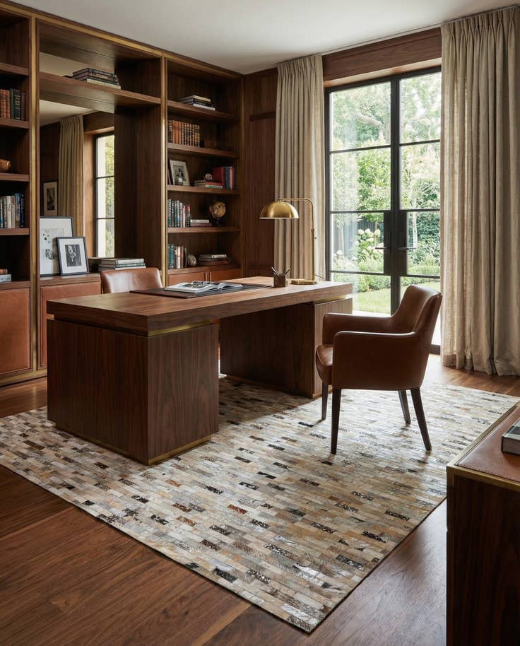 Detail image of 4' 8 x 6' 7 Cowhide Stocks Rug
