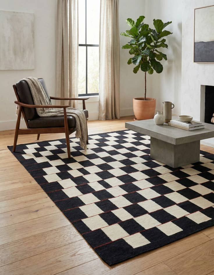 Detail image of 5' x 6' 9  Hand Woven Kilim Modern Wool Rug