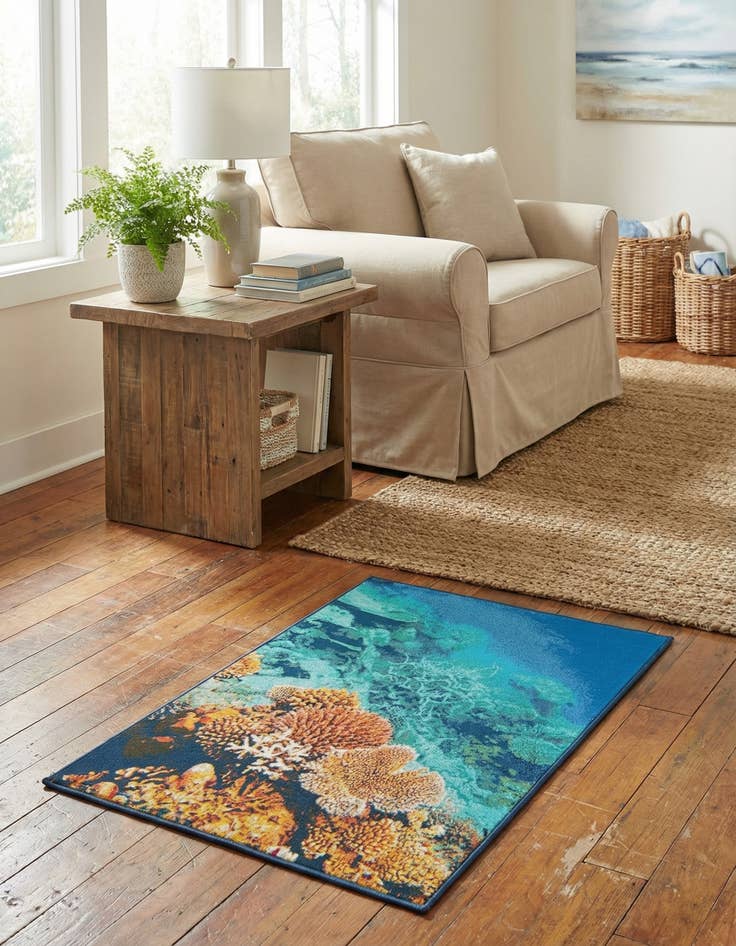 Detail image of  1' 4 x 1' 4  Washable Coastal Indoor / Outdoor Sample Rug