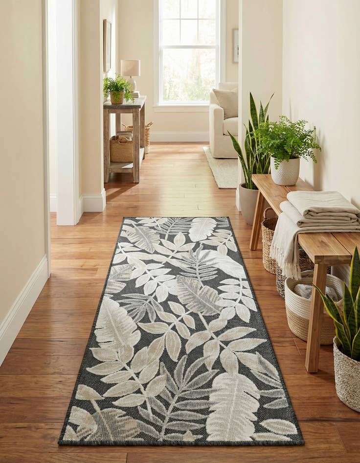 Detail image of 2' 2 x 5' 3  Washable Botanical Indoor / Outdoor Runner Rug