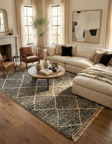 6' 5 x 10' Hand Knotted Moroccan Wool Rug