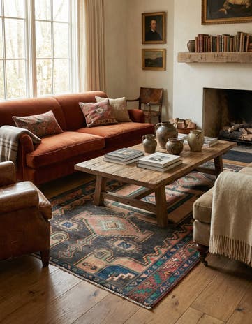 4' 8 x 8' Hand Knotted Ultra Vintage Persian Wool Rug