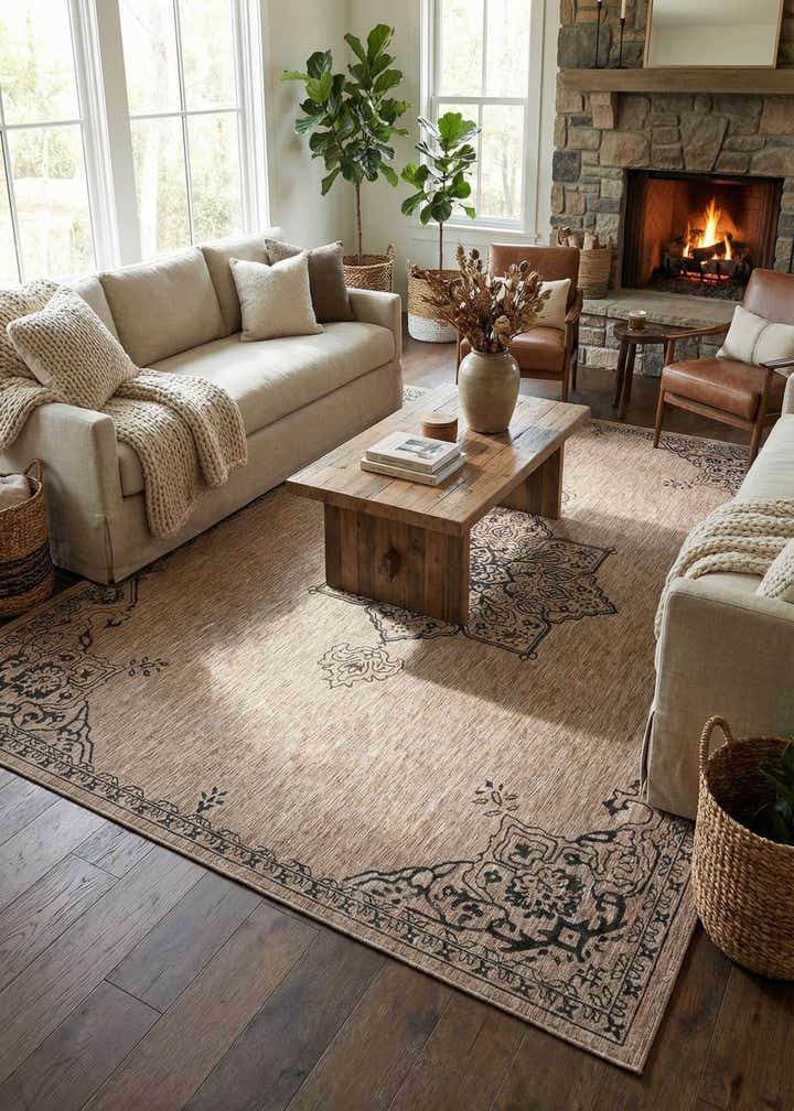 10' x 14' Easy-Clean Traditional Indoor / Outdoor Rug
