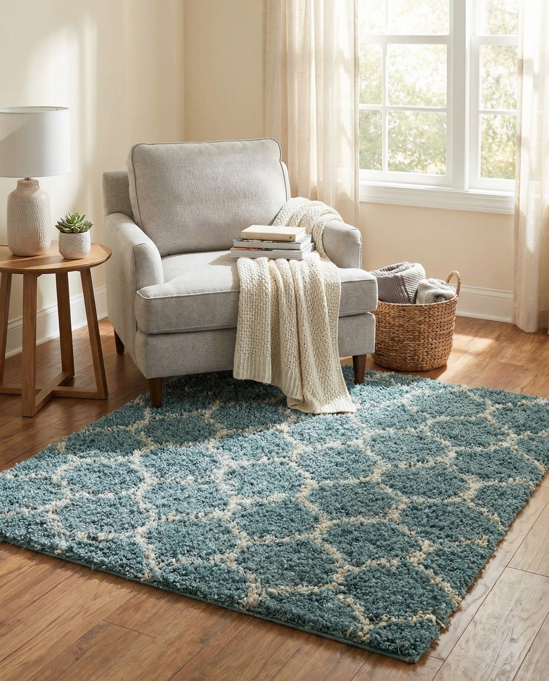  4' x 4' Lattice Shag Square Rug