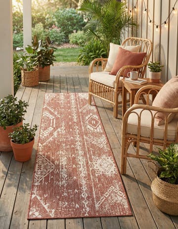 2' x 8' Easy-Clean Bohemian Indoor / Outdoor Runner Rug