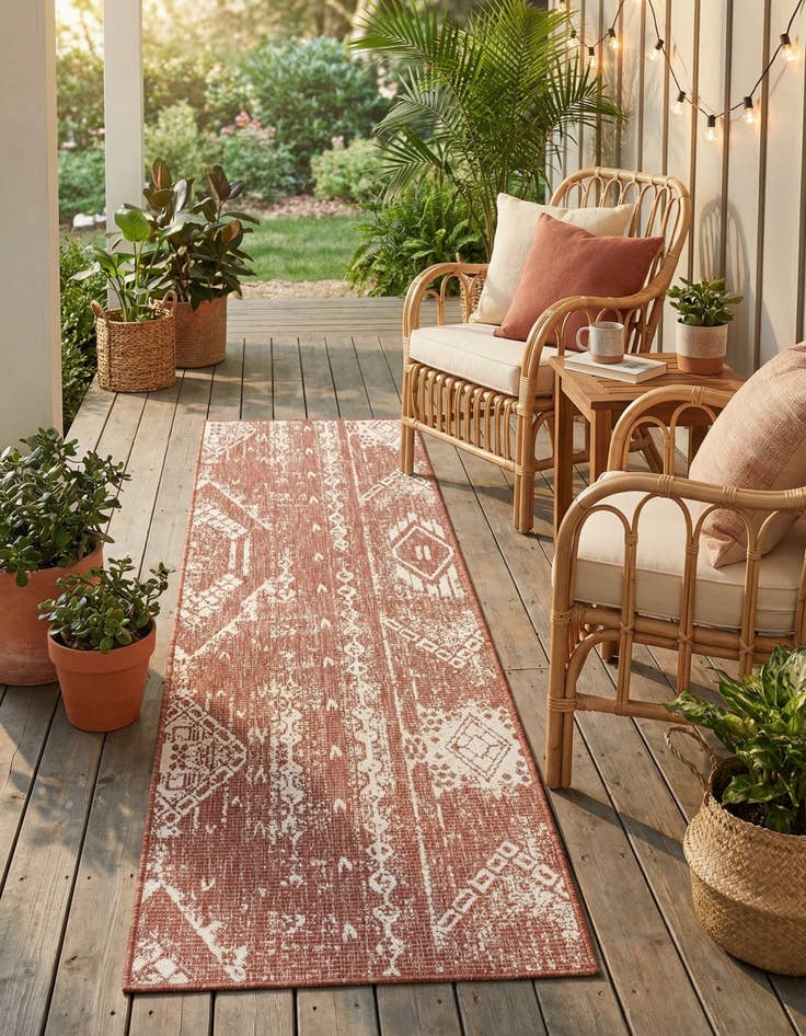 Detail image of 2' x 8' Easy-Clean Bohemian Indoor / Outdoor Runner Rug