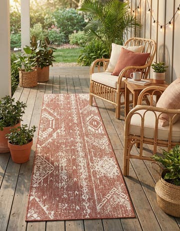 2' x 8' Easy-Clean Bohemian Indoor / Outdoor Runner Rug