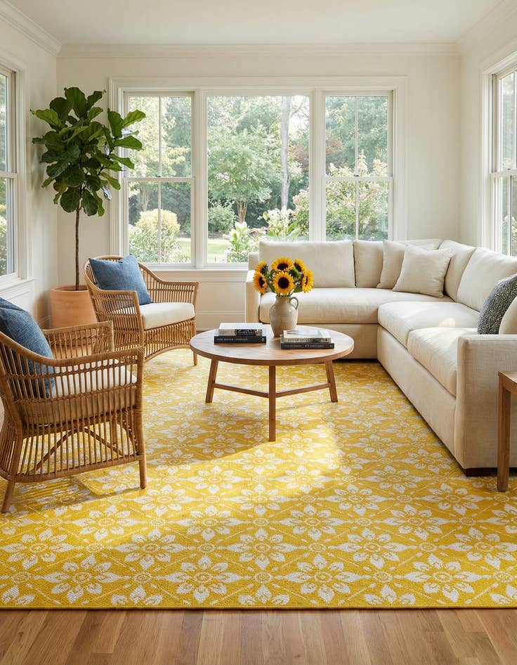 Detail image of 9' x 12'  Washable Trellis Indoor / Outdoor Rug