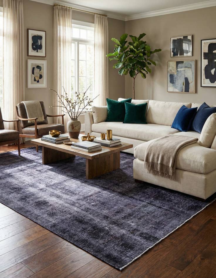 Detail image of  7' 10 x 9'  Hand Knotted Ultra Vintage Persian Wool Rug