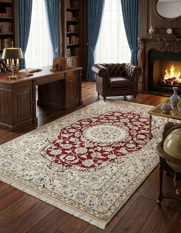 4' 10 x 8' Hand Knotted Nain Persian Rug