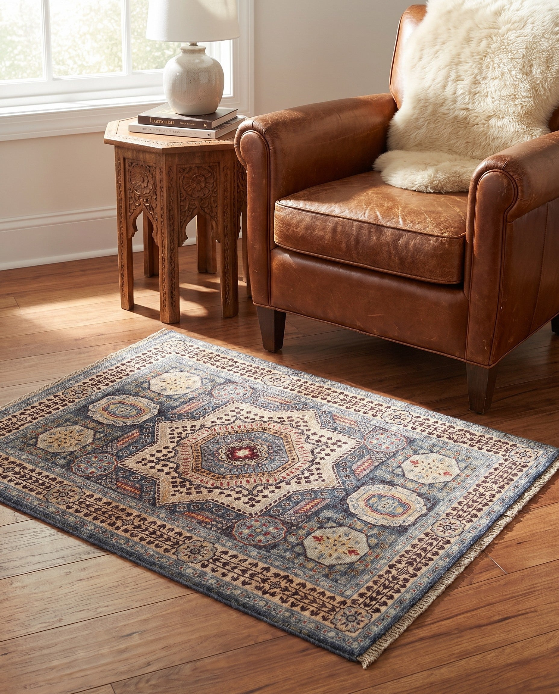 3' 6 x 4' 11 Hand Knotted Mamluk Ziegler Rug